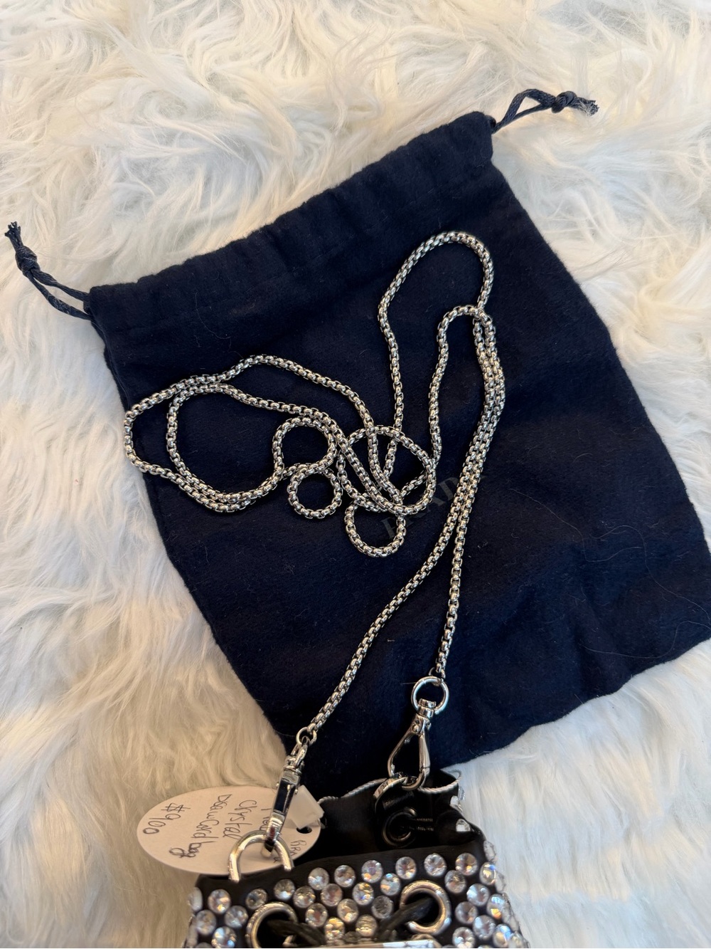 PRADA SATIN CRYSTAL MINI DRAWCORD POUCH SHOULDER BAG - Picture 8 of 10